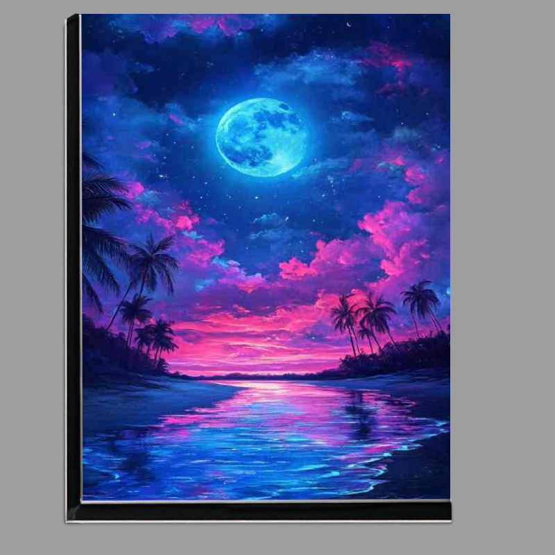 Buy Di-Bond : (Neon moon and blue sky neon clouds)