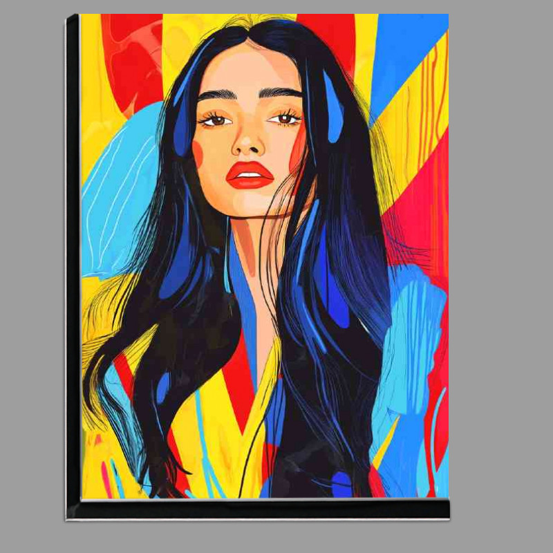 Buy Di-Bond : (Beautiful woman with long black hair pop art)