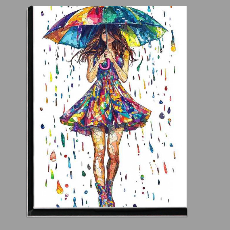 Buy Di-Bond : (Colorful girl with an umbrella splashed mosaic)