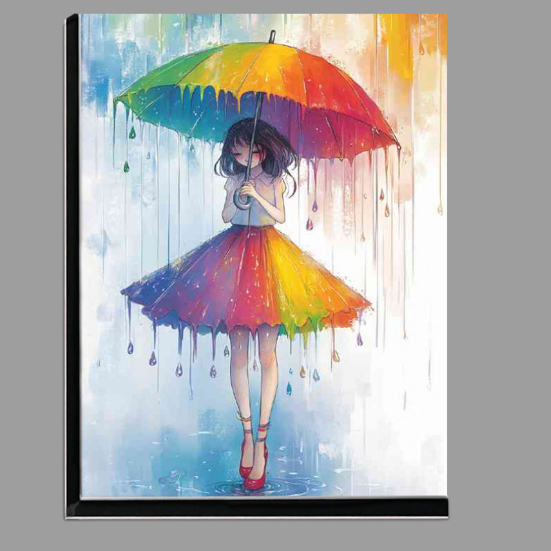 Buy Di-Bond : (Girl in an umbrella like skirt stands under the rai nbow drops)