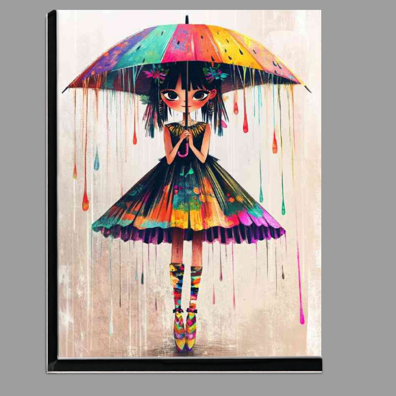 Buy Di-Bond : (Girl in an umbrella like skirt stands under the rain of colour)