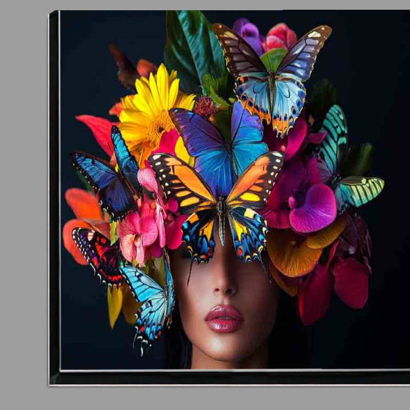 Buy Di-Bond : (Beautiful woman with colorful butterflies and flowers)
