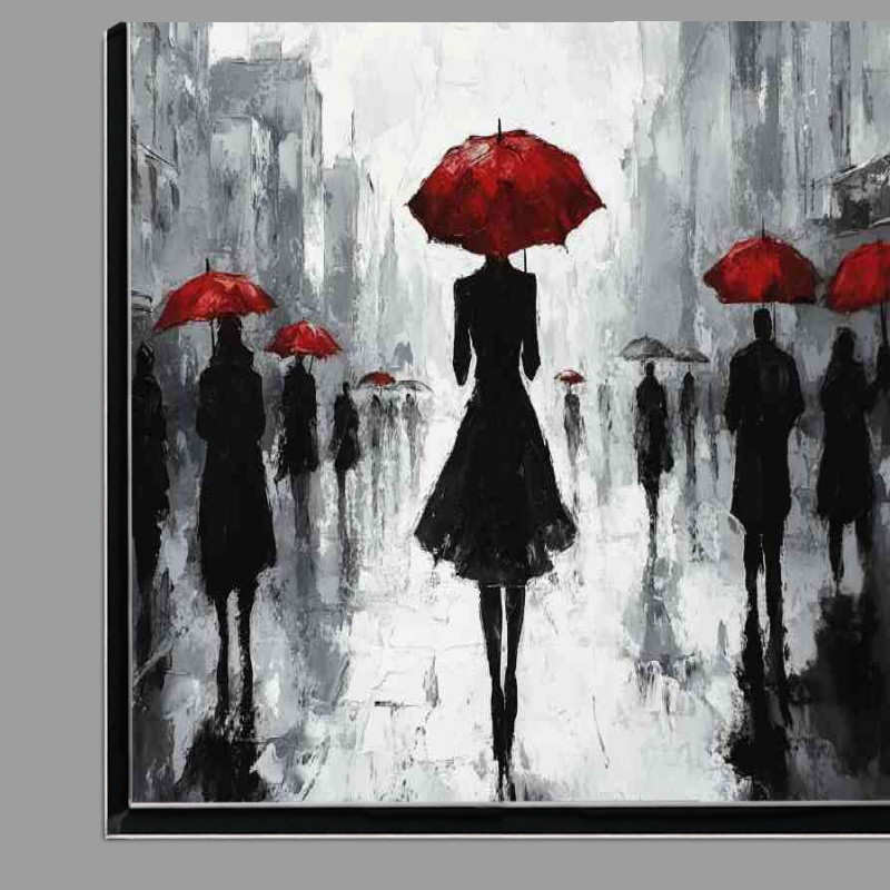 Buy Di-Bond : (Black and white oil painting of an elegant woman red)