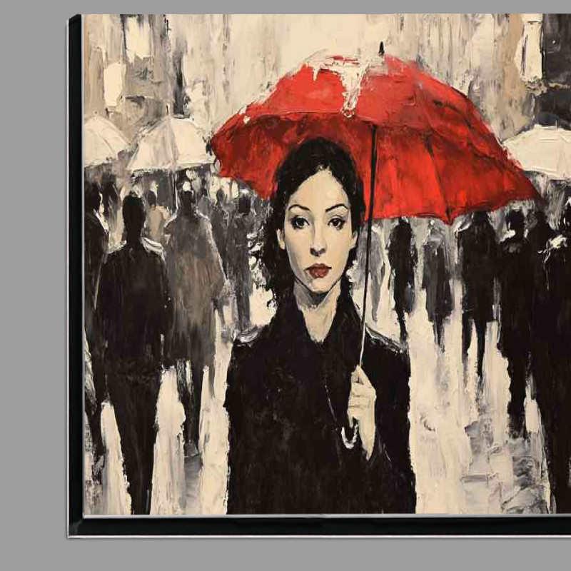 Buy Di-Bond : (Black and white painting of a woman with a red umbrella)