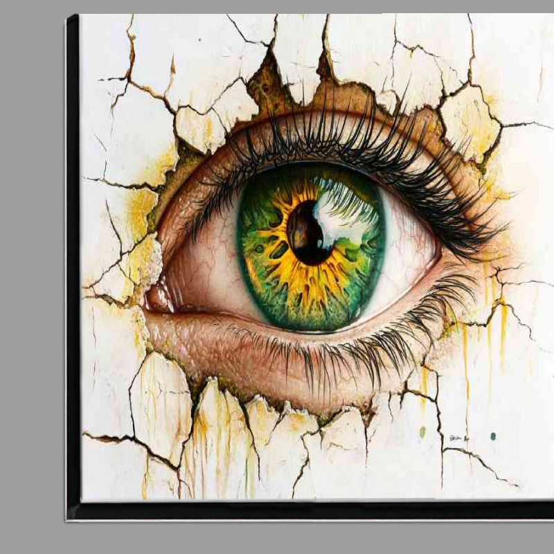 Buy Di-Bond : (Eye with green and yellow iris cracked wall art)