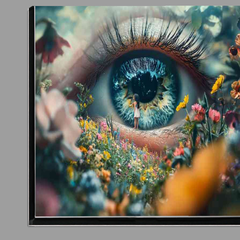 Buy Di-Bond : (Surreal photograph of an eye with a tiny girl standing)