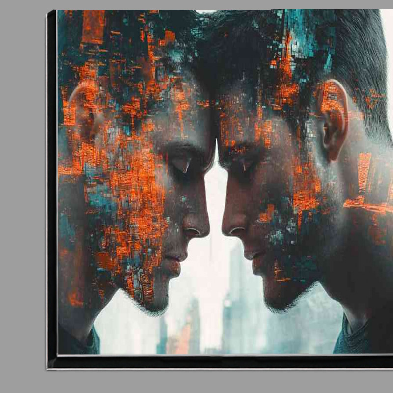 Buy Di-Bond : (Two men with their heads touching digital art)