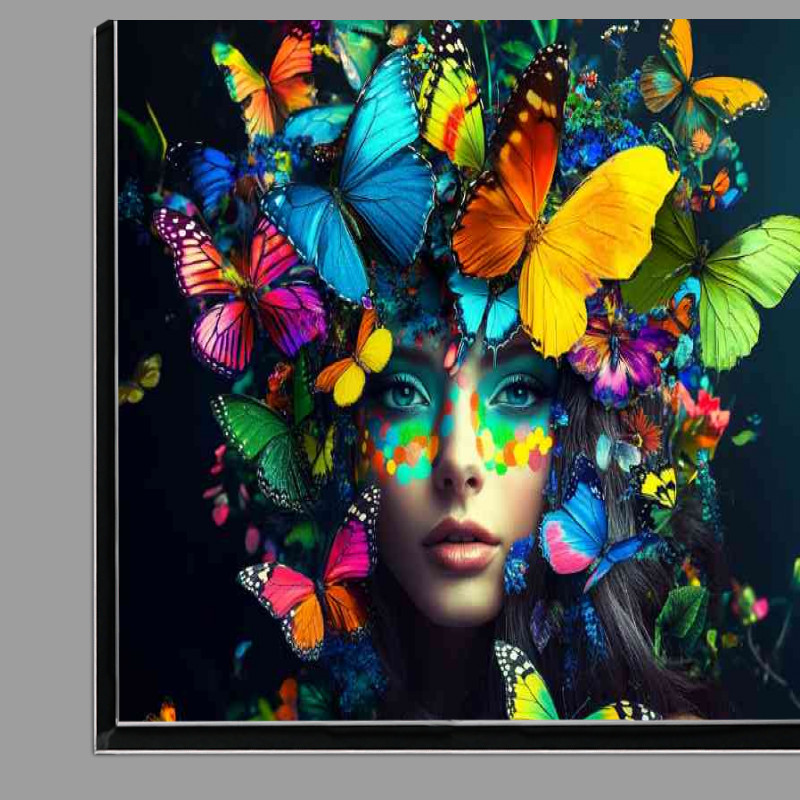 Buy Di-Bond : (Woman with colorful butterflies and flowers)