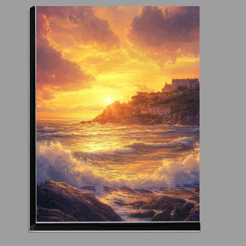 Buy Di-Bond : (A coastal sunset over the cliffs of Guernsey with wav 191f788c-9fe8-4ff4-b0e9-c9c57b42bb27)