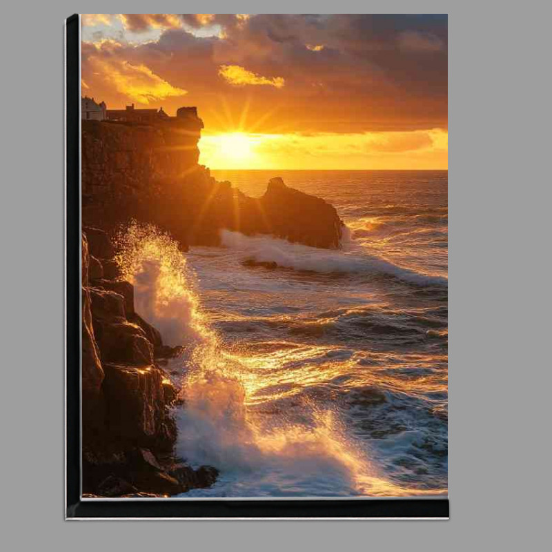 Buy Di-Bond : (A coastal sunset over the cliffs of Guernsey with wav 56d7ac25-8bdc-453e-8ec8-4935d4bca901)