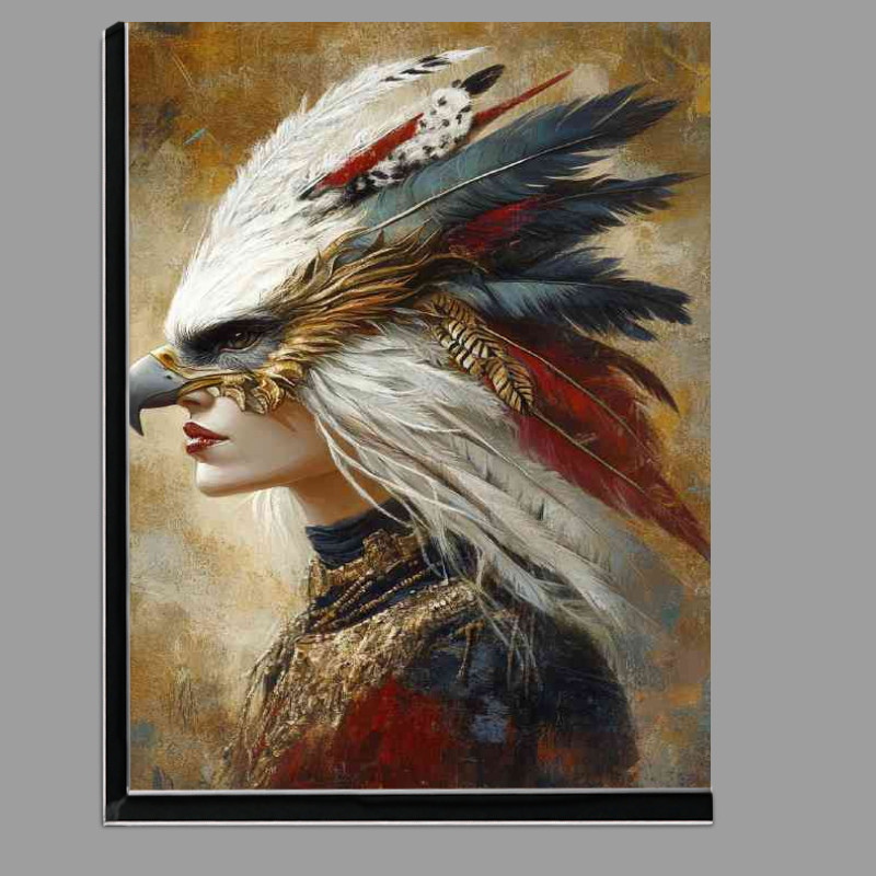 Buy Di-Bond : (A lady with bird with feathers in various colors)