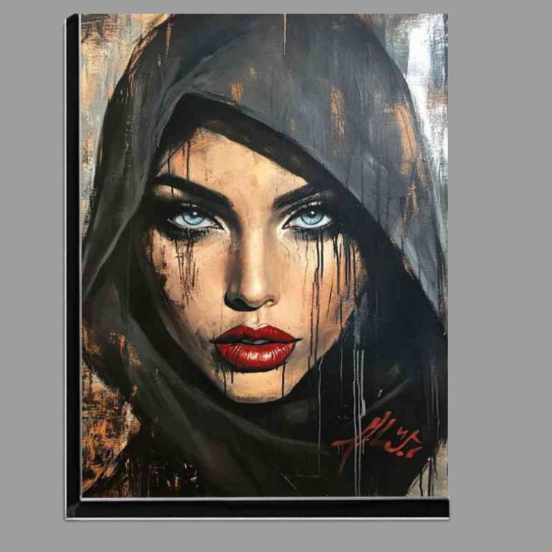 Buy Di-Bond : (A portrait of an Iranian woman wearing a hood red lips)
