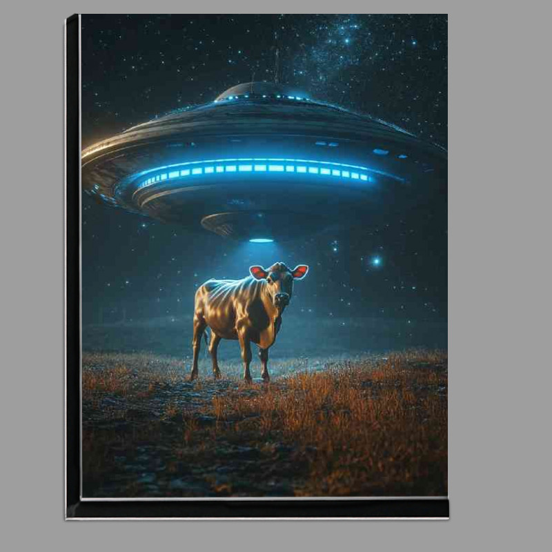 Buy Di-Bond : (Cow being abducted by an alien UFO night sky)