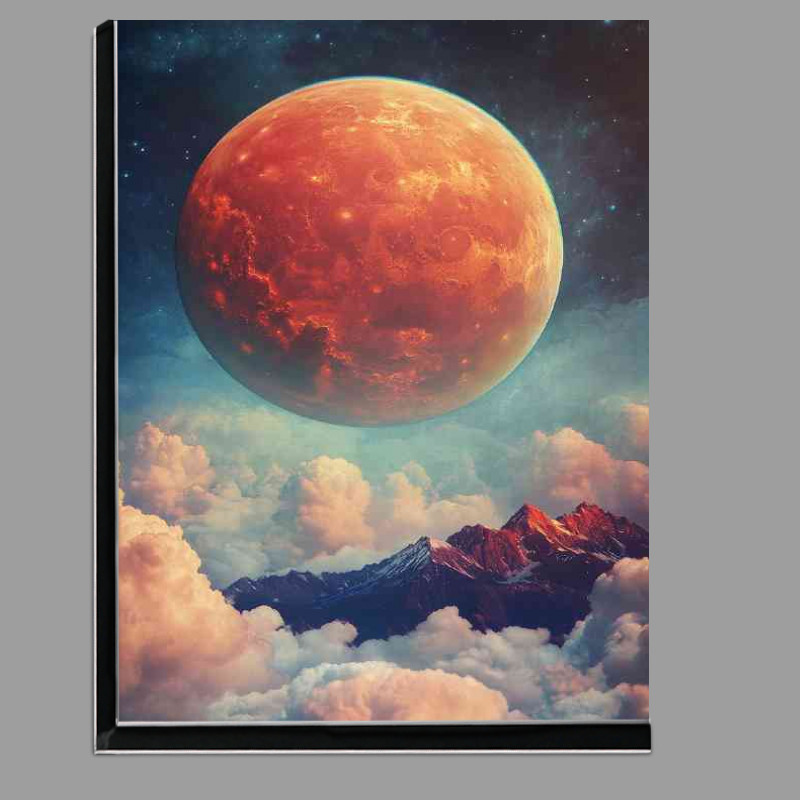 Buy Di-Bond : (Giant planet rising above the clouds a mountain)