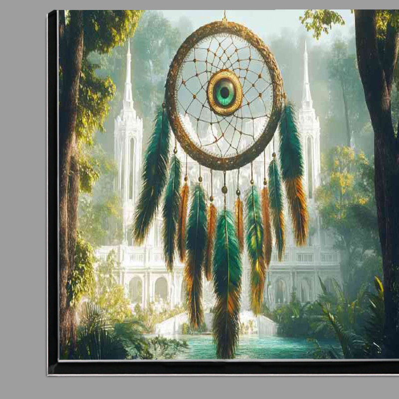 Buy Di-Bond : (Large dreamcatcher with green and gold feathers)