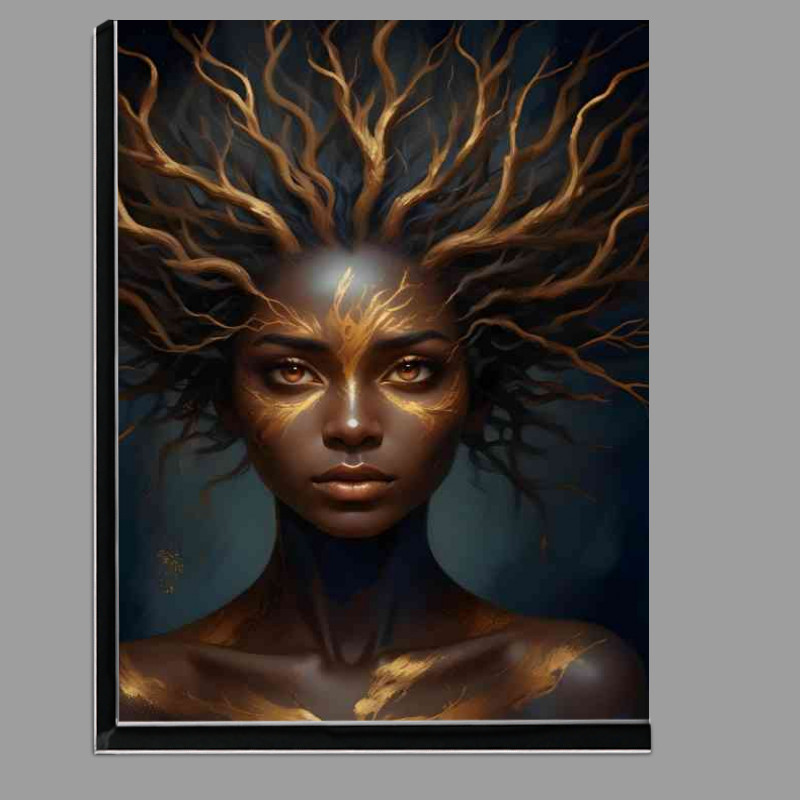 Buy Di-Bond : (Bright golden eyes with dark blue and golden face woman)