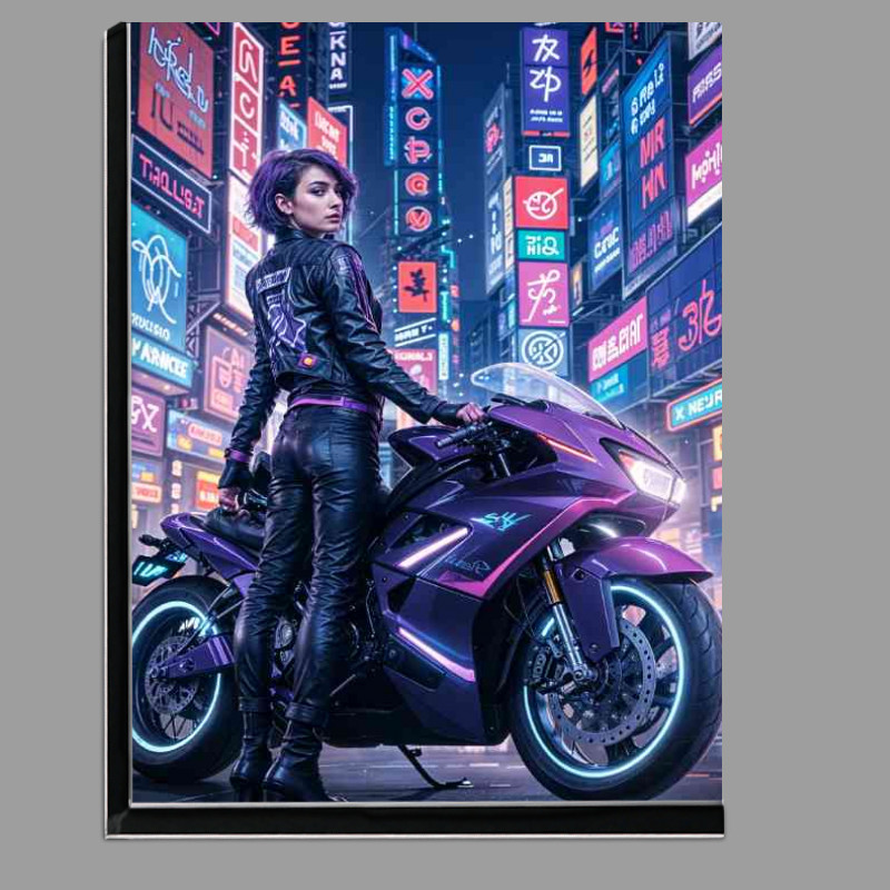 Buy Di-Bond : (Purple racing bike in a neon lit city street)