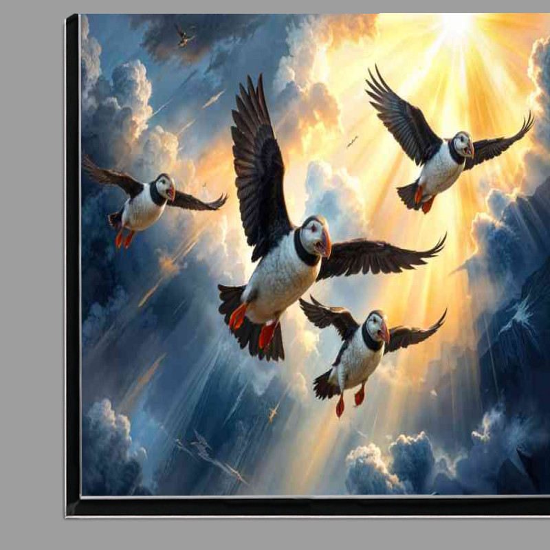 Buy Di-Bond : (Flock of puffins flying through the sky)