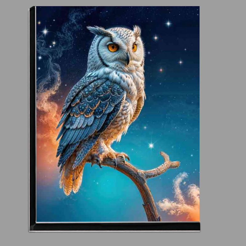 Buy Di-Bond : (The snowy owl and the night sky with smoke)
