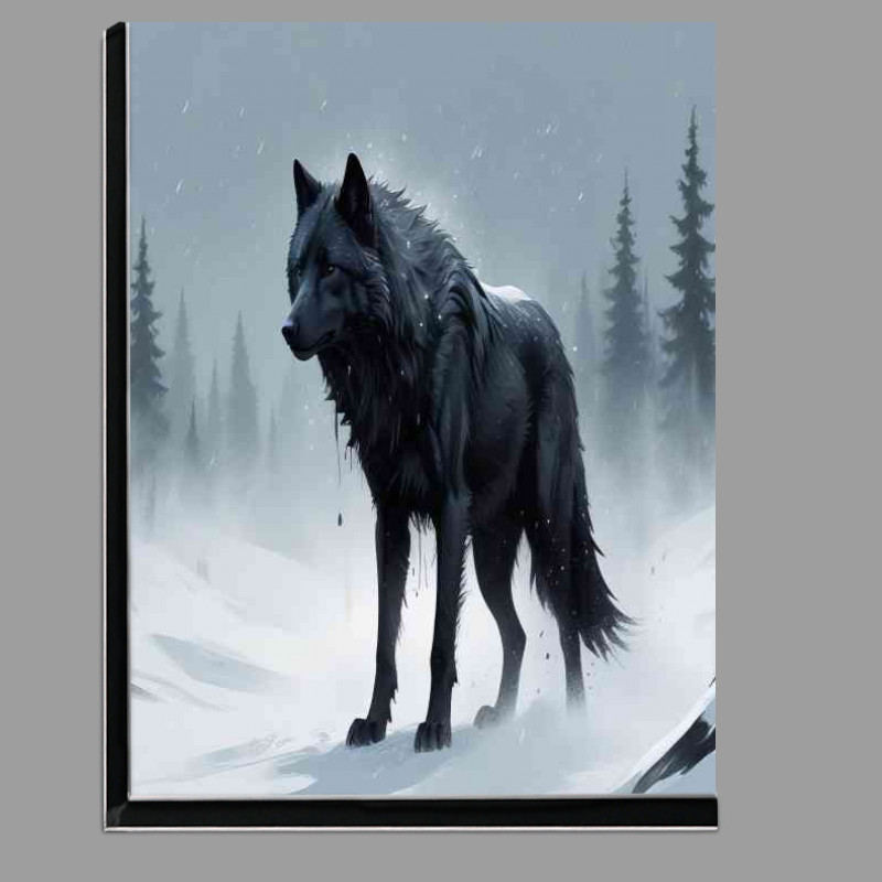 Buy Di-Bond : (Lone black wolf in the snow)
