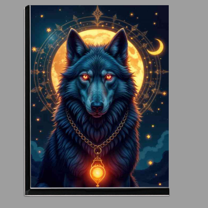 Buy Di-Bond : (Shimmering blue and grey wolf with the moon)