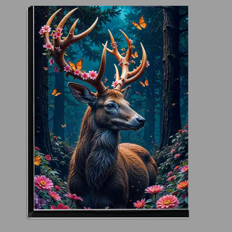Buy Di-Bond : (Stag in the forest with coloured flowers)