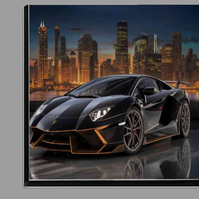 Buy Di-Bond : (Black sports car parked on a reflective surface)