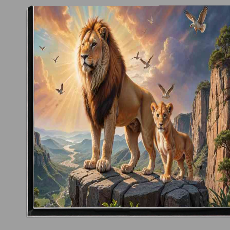 Buy Di-Bond : (The lion king and his cub on the rocks)