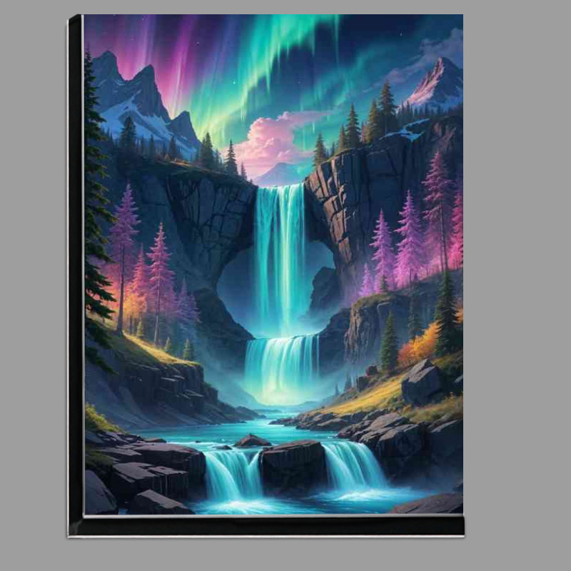 Buy Di-Bond : (Forests and mountains The sky is filled with vibrant colorful aurora borealis)