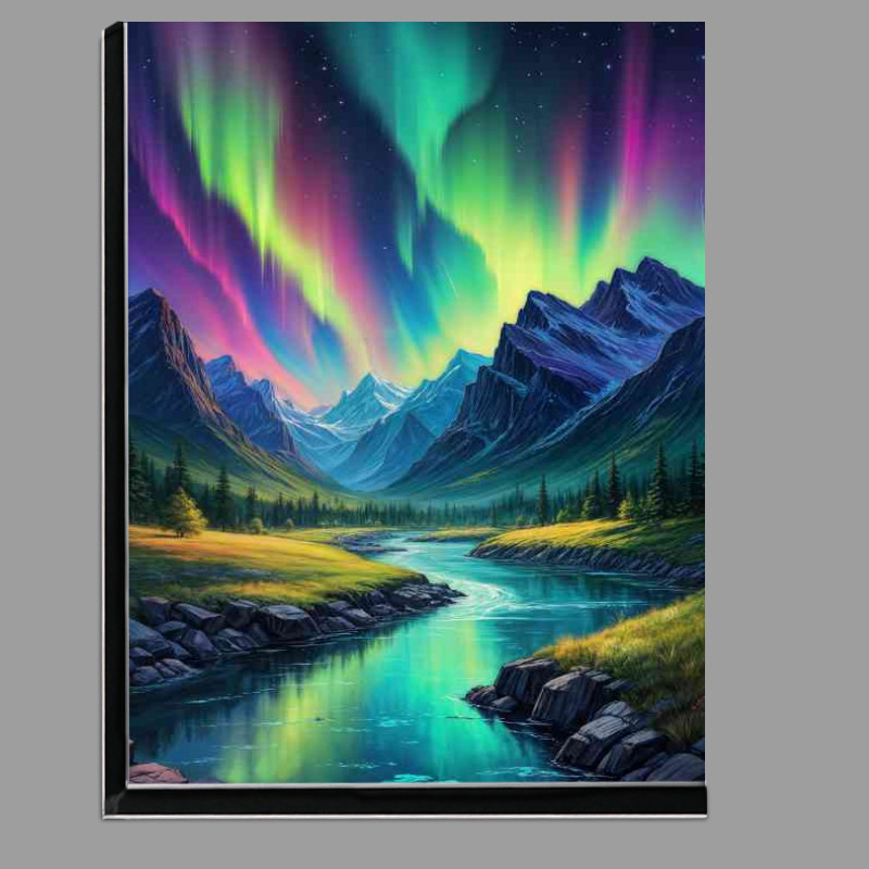 Buy Di-Bond : (Painting colorful aurora borealis in the night)