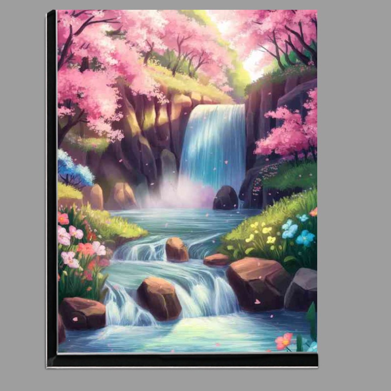 Buy Di-Bond : (Picturesque landscape cascading waterfall)
