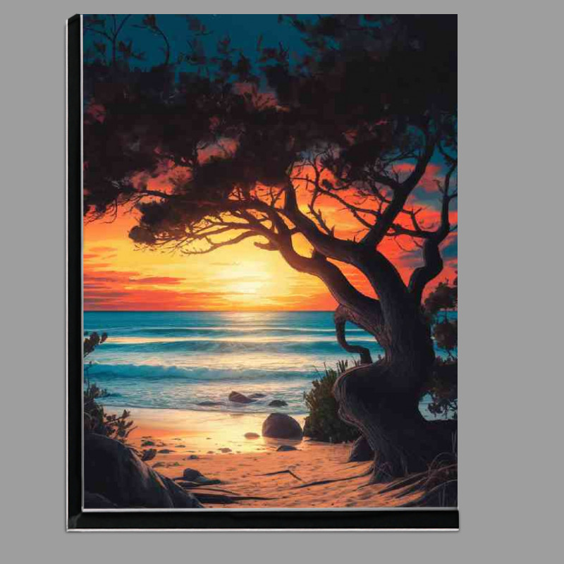 Buy Di-Bond : (Breathtaking sunset over a serene beach the sun)