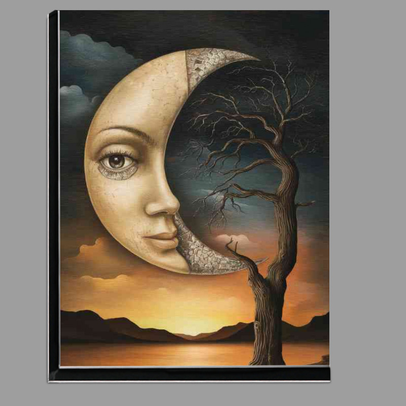 Buy Di-Bond : (Surrealistic scene where a crescent moon with branches of a tree)