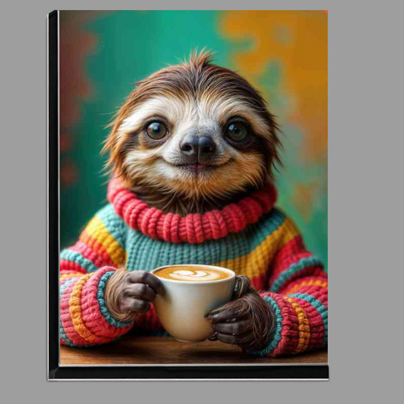 Buy Di-Bond : (Sloth enjoying a coffee wearing a bright pull over)