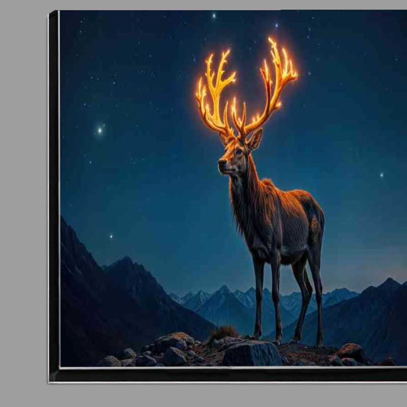 Buy Di-Bond : (Large male deer with fire glowing antlers)