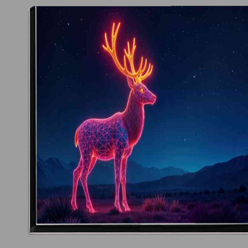 Buy Di-Bond : (Neon style stag in the field at night)