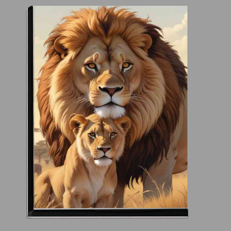 Buy Di-Bond : (Large Lion standing with his cub proud)