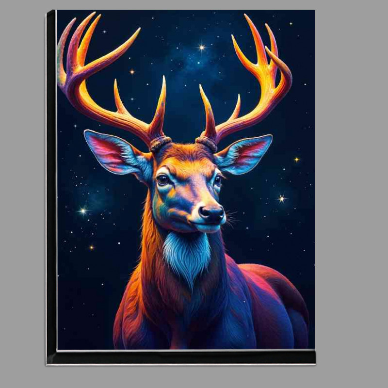 Buy Di-Bond : (Psychedelic portrait of a deer with vibrant colored antlers)