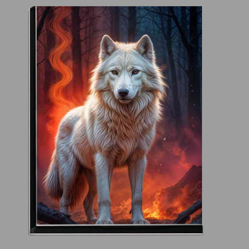 Buy Di-Bond : (White wolf in the firey woods)