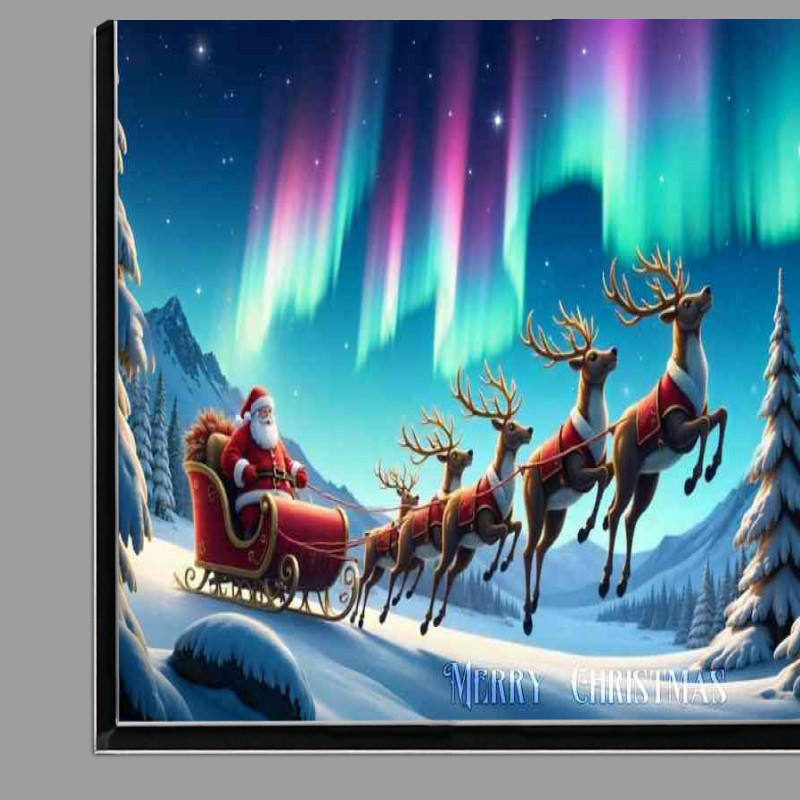 Buy Di-Bond : (Reindeer pulling Santas sleigh through the night sky aura)