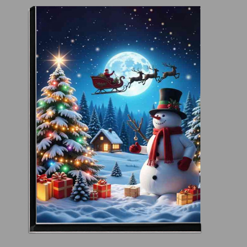 Buy Di-Bond : (Santas sleigh and raindeers flying in the night sky)
