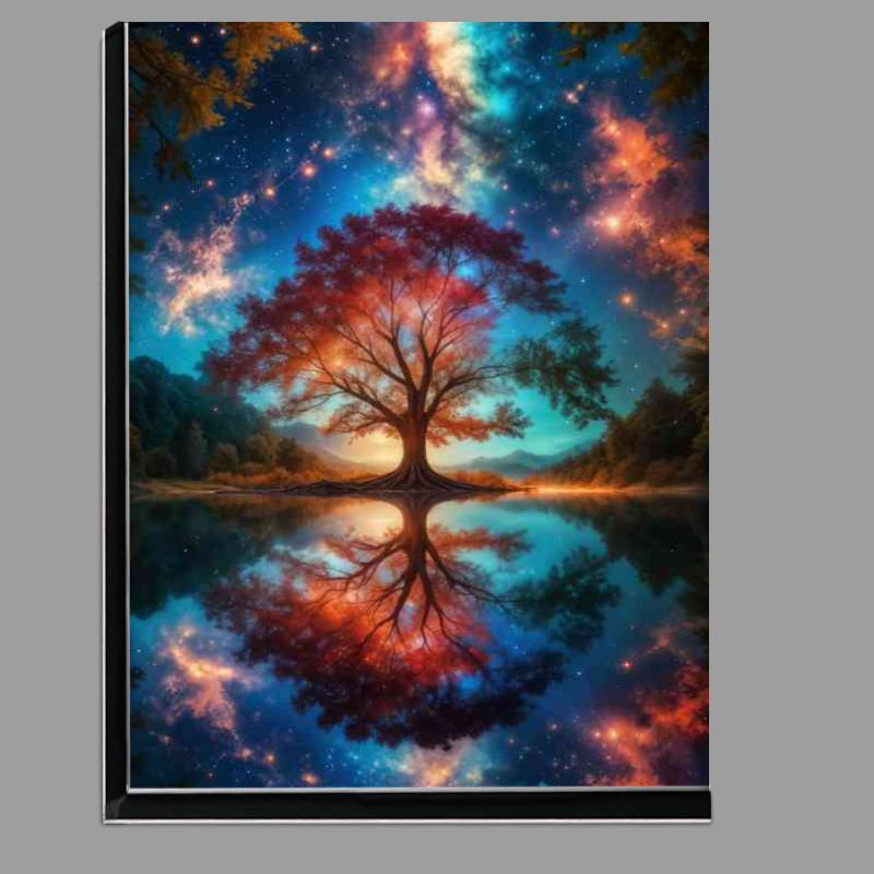Buy Di-Bond : (Surreal dreamlike oak tree in the lake with a night sky)