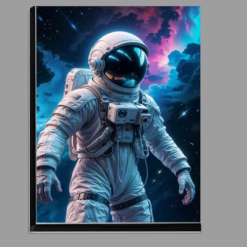 Buy Di-Bond : (Male astronaut in a white spacesuit floating in space cosmic clouds)