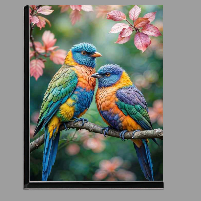 Buy Di-Bond : (Two love birds perched closely together on a branch)
