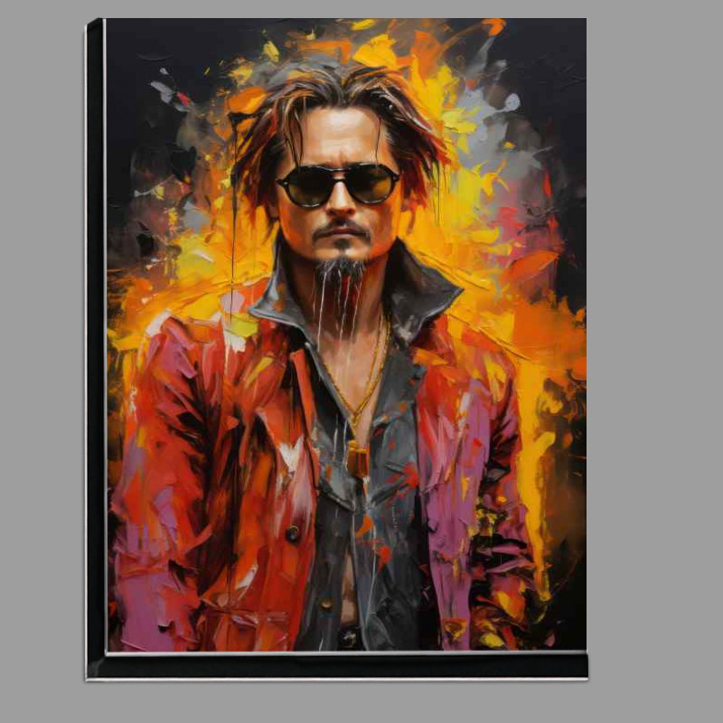 Buy Di-Bond : (Pallet knife painting of Johnny Depp very colourful)