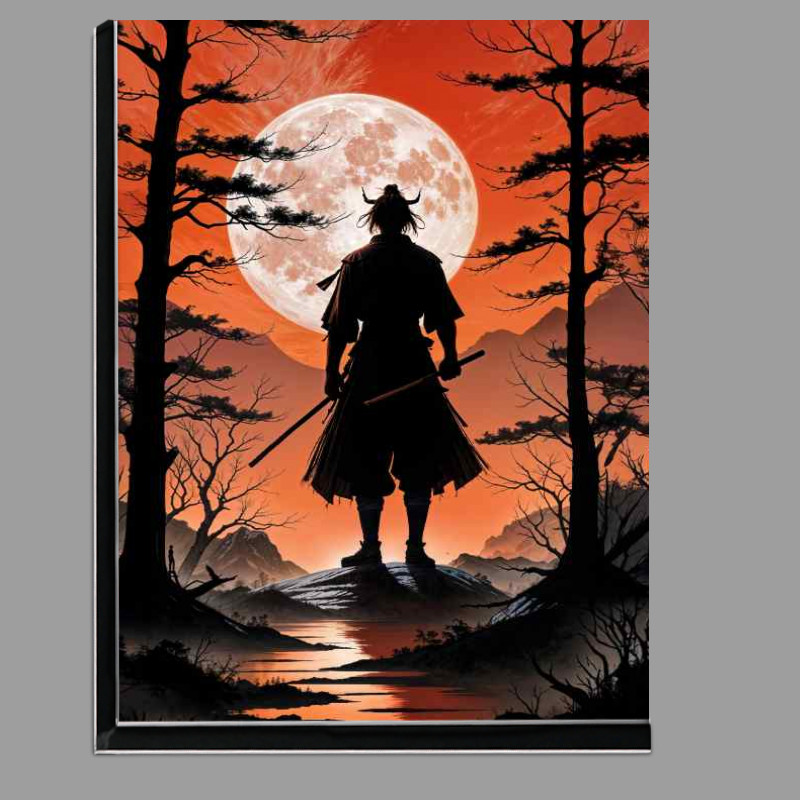 Buy Di-Bond : (Silhouette of a samurai warrior with a full moon)