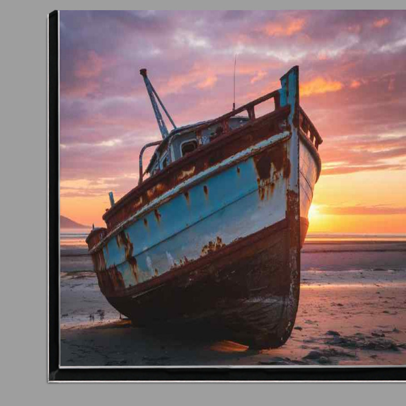 Buy Di-Bond : (Rusted boat stranded on a sandy shore)