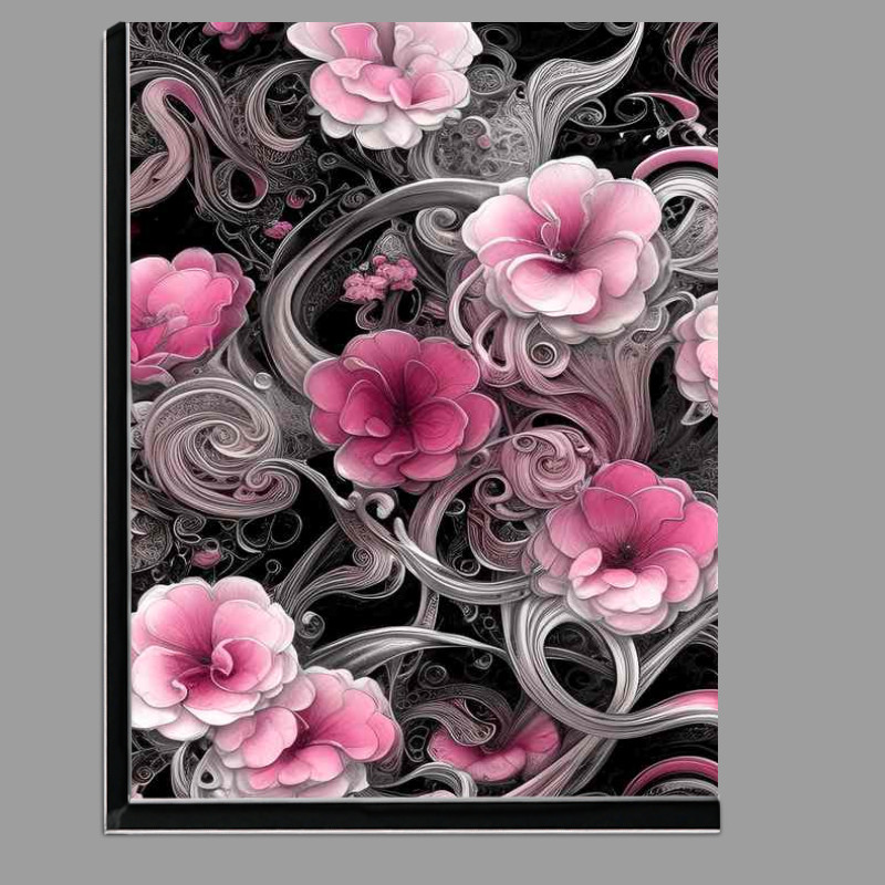 Buy Di-Bond : (Pink Chrome Black Ink Flowers)