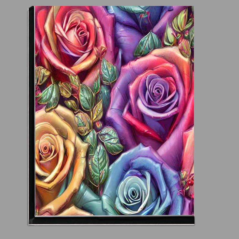 Buy Di-Bond : (Vintage Rainbow Roses And Leaves)