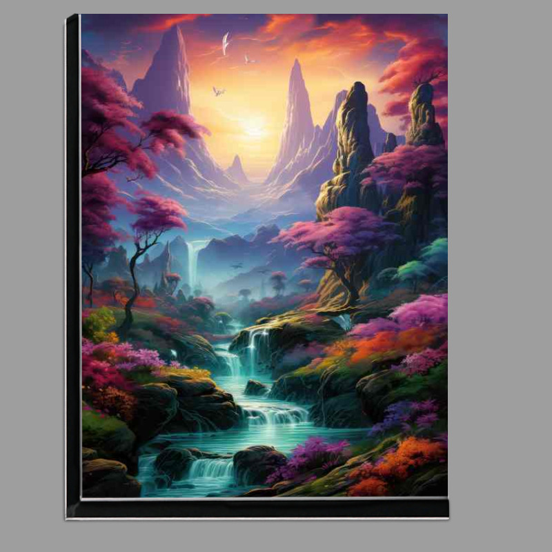 Buy Di-Bond : (Mountain Majesty Rainbow Cascades With Falls)